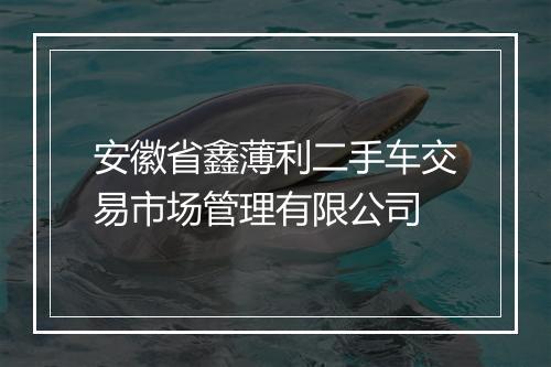 安徽省鑫薄利二手车交易市场管理有限公司