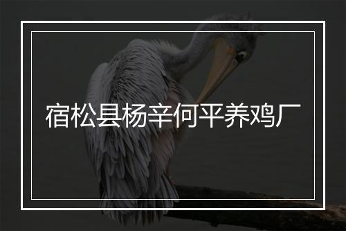 宿松县杨辛何平养鸡厂