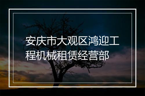 安庆市大观区鸿迎工程机械租赁经营部