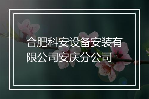 合肥科安设备安装有限公司安庆分公司