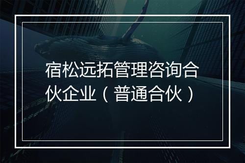 宿松远拓管理咨询合伙企业（普通合伙）