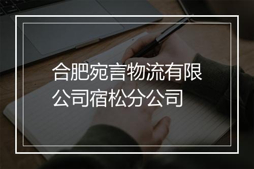 合肥宛言物流有限公司宿松分公司