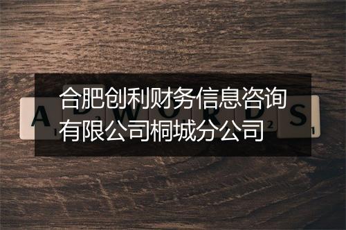 合肥创利财务信息咨询有限公司桐城分公司