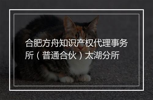 合肥方舟知识产权代理事务所（普通合伙）太湖分所