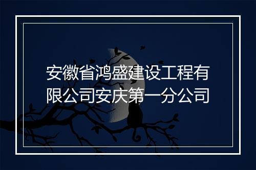 安徽省鸿盛建设工程有限公司安庆第一分公司