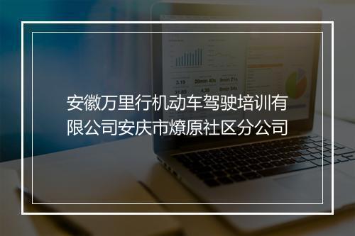 安徽万里行机动车驾驶培训有限公司安庆市燎原社区分公司