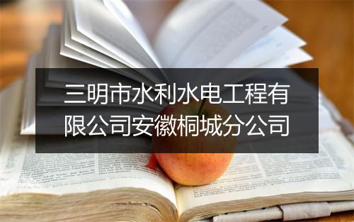 三明市水利水电工程有限公司安徽桐城分公司