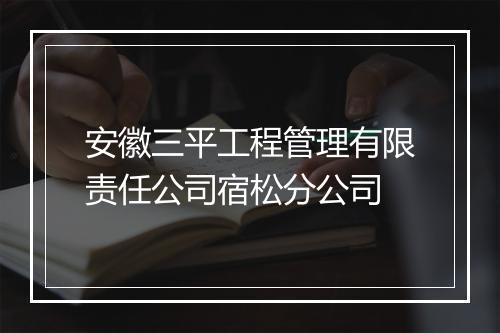 安徽三平工程管理有限责任公司宿松分公司