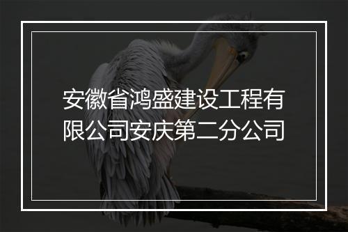 安徽省鸿盛建设工程有限公司安庆第二分公司