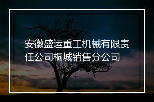 安徽盛运重工机械有限责任公司桐城销售分公司