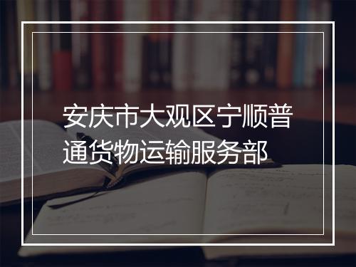 安庆市大观区宁顺普通货物运输服务部