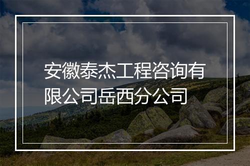 安徽泰杰工程咨询有限公司岳西分公司