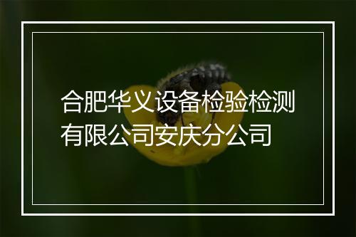 合肥华义设备检验检测有限公司安庆分公司