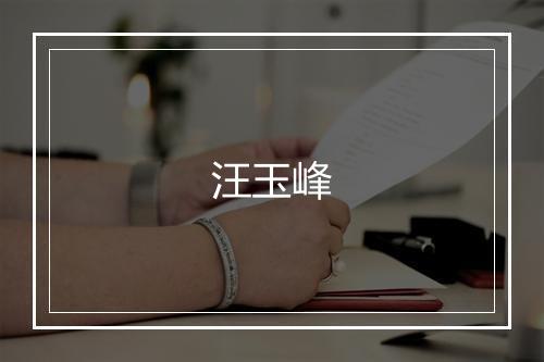汪玉峰