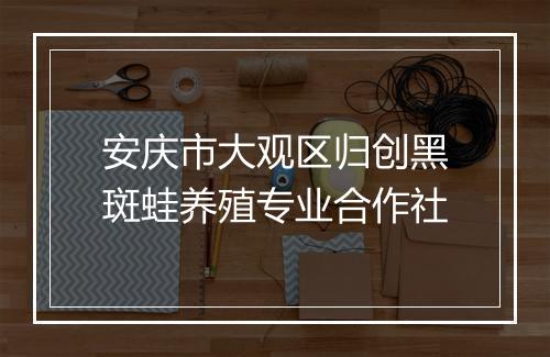 安庆市大观区归创黑斑蛙养殖专业合作社