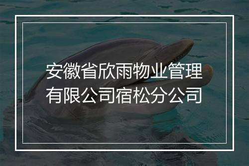 安徽省欣雨物业管理有限公司宿松分公司