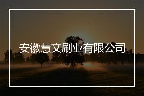 安徽慧文刷业有限公司