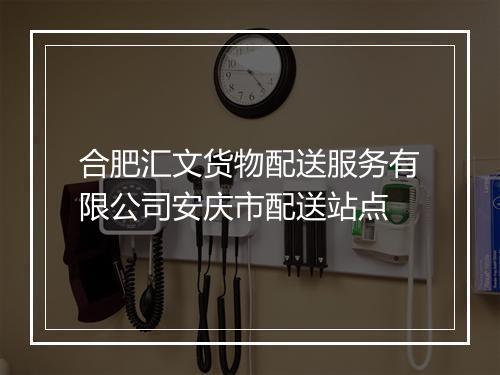 合肥汇文货物配送服务有限公司安庆市配送站点