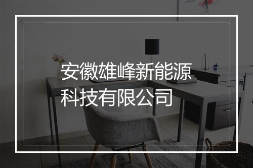 安徽雄峰新能源科技有限公司