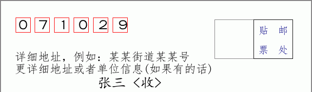 邮编071029信封格式